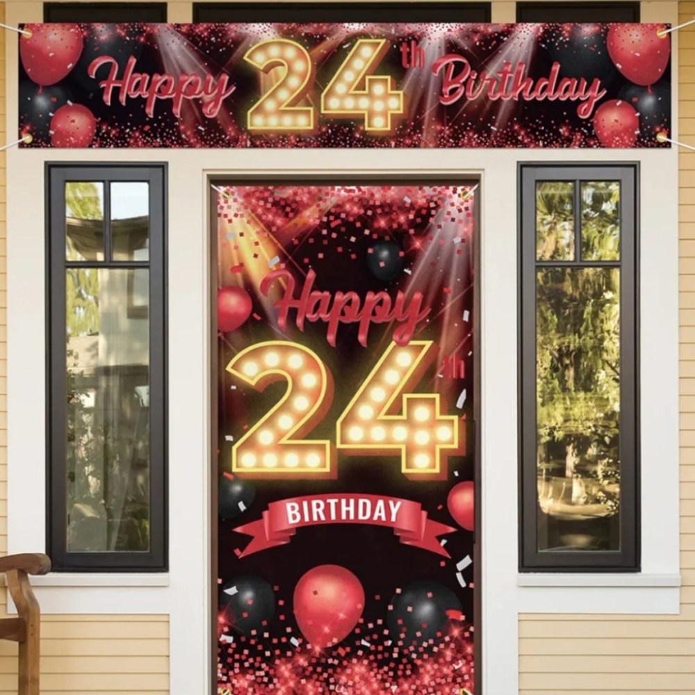 Happy 24th Birthday 2 Piece Banner with Door Banner. NWOT
